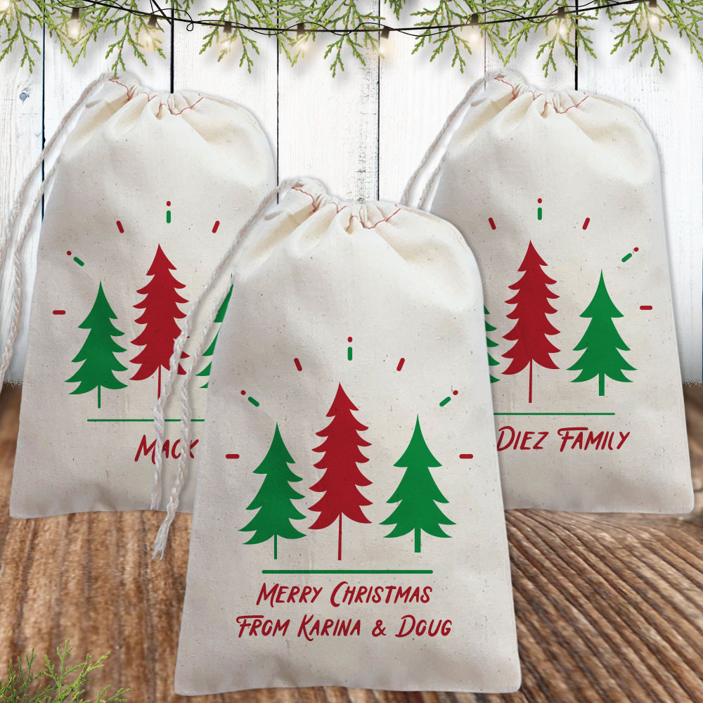 Holiday Spirit Trees Custom Christmas Party Favor Bags