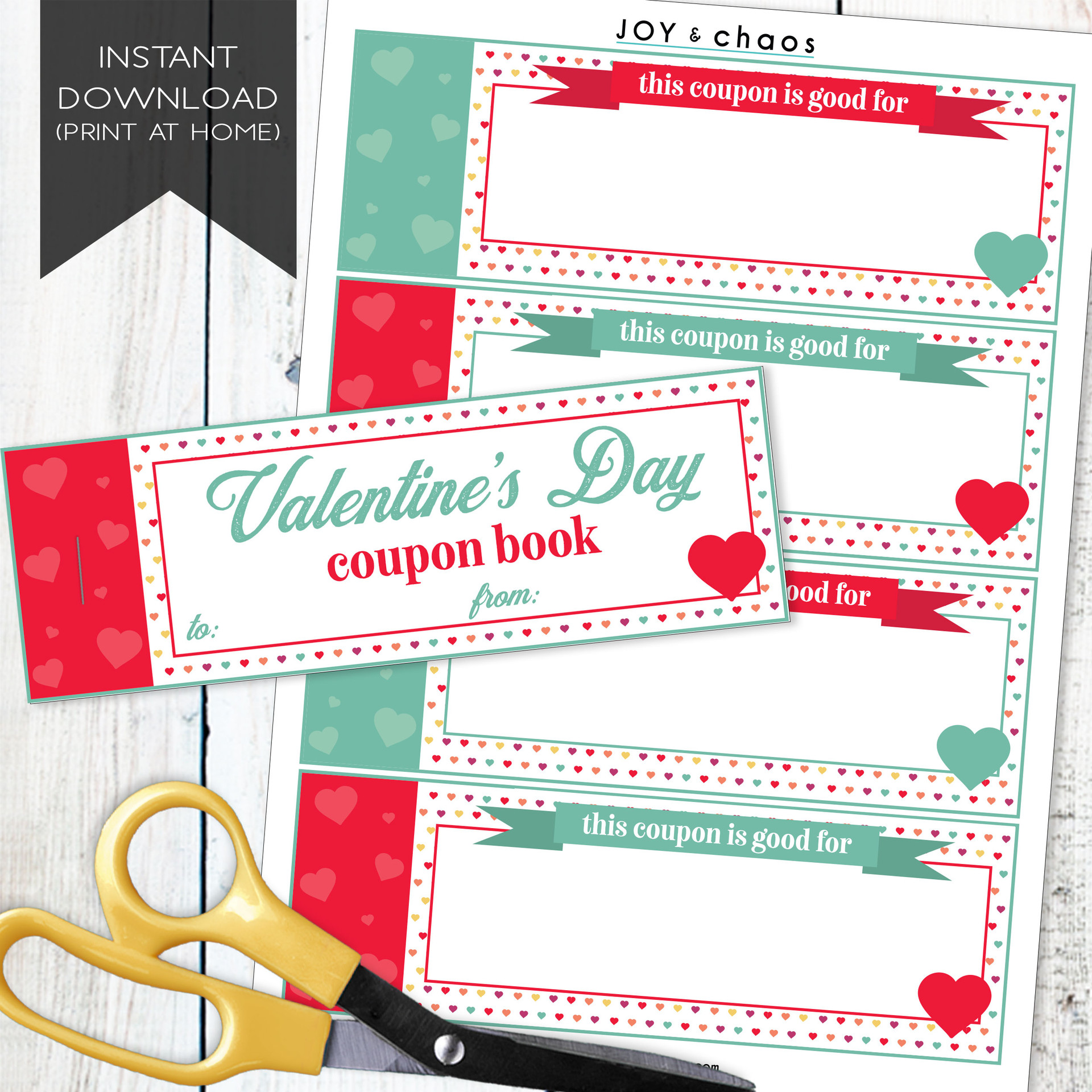 Retro Hearts Printable Valentine's Day Coupon Book (Instant Download ...