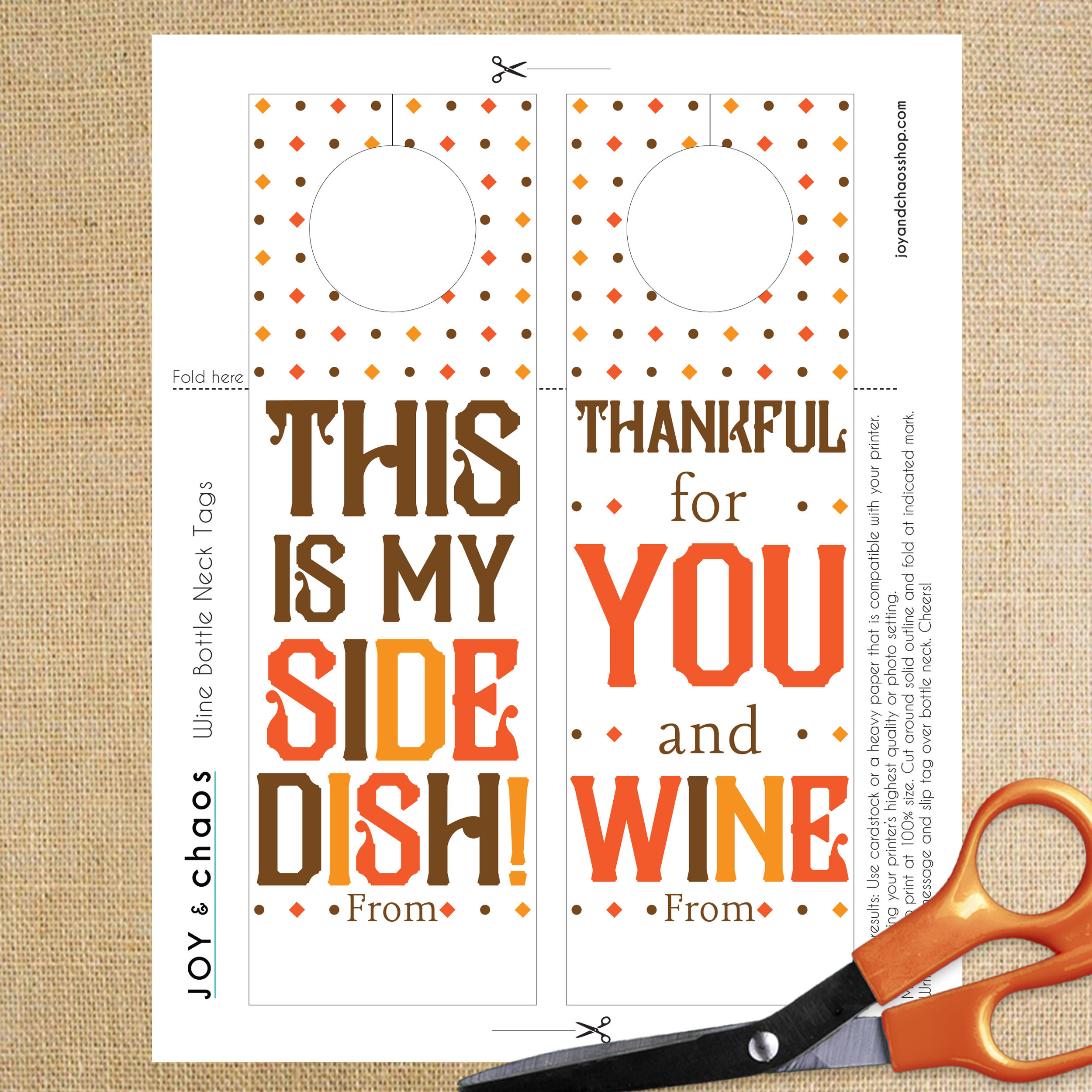 Funny Thanksgiving Printable Tags (Instant Download)