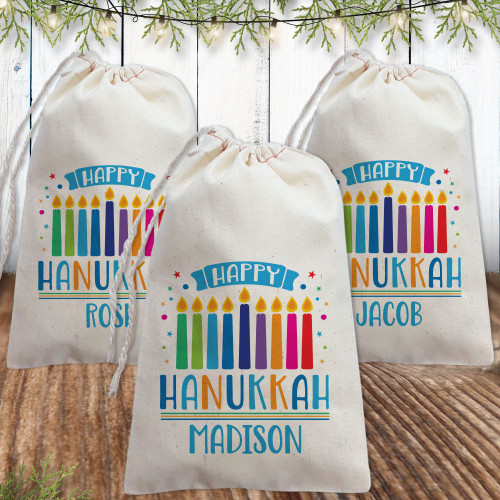 Personalized Hanukkah Gift Bag: Menorah Magic