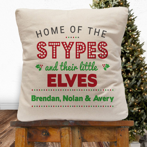 Personalized Little Elves Throw Pillow Cover