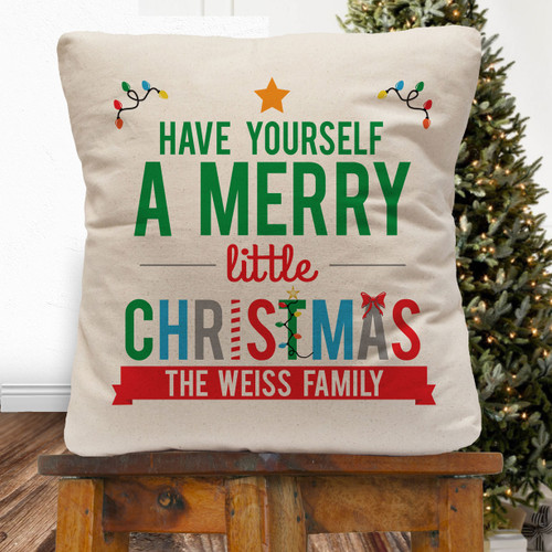 Personalized Have Yourself A Merry Little Christmas Throw Pillow Cover