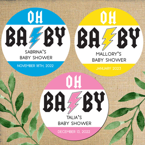 Rockstar Baby Shower Favor Labels