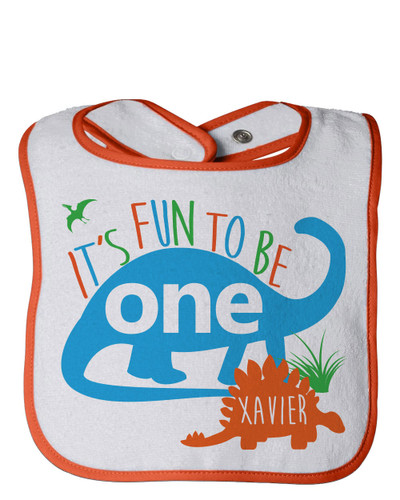 Personalized First Birthday Bib: Jurassic Dinosaur