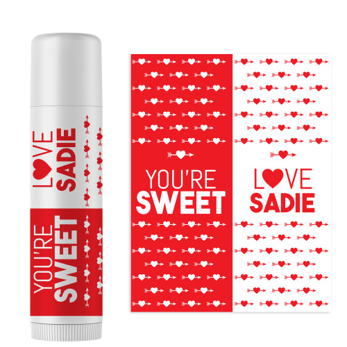 Red and White Hearts Valentines Day Lip Balm Labels - Personalized Lip Balm Stickers - Custom Valentines Day Lip Balm Favor Labels - Kids Chapstick Labels