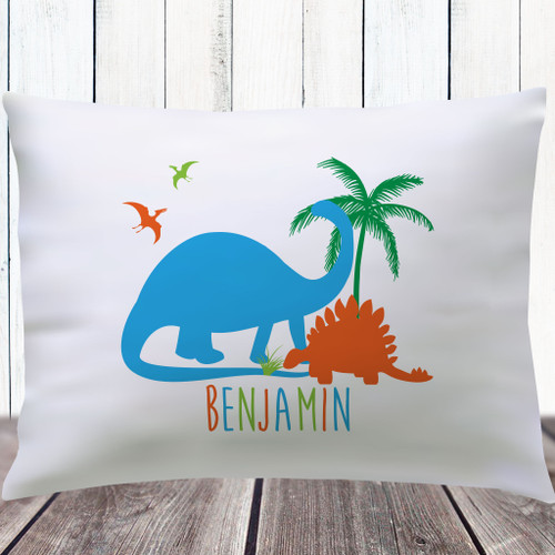 Personalized Blue Dino Sleepover Pillowcase