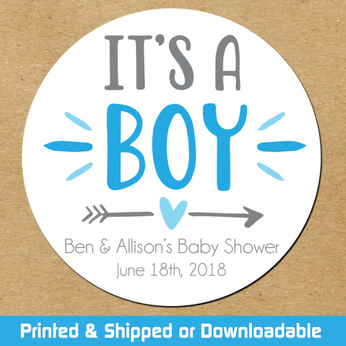 Personalized Baby Shower Favor Stickers: It's A Boy
