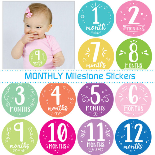 Monthly Milestone Baby Stickers: Pastel Pinks