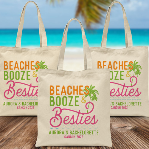 Retro Rainbow Bachelorette Party Tote Bags