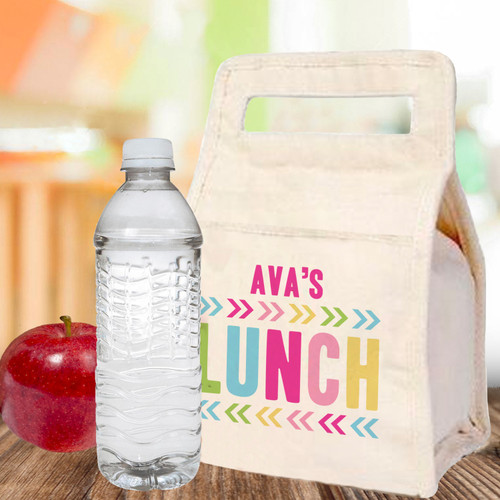 Personalized Canvas Lunch Bag: Chunky Chevron (Bright)