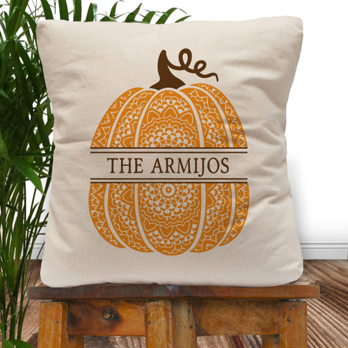 Personalized Boho Pumpkin Throw Pillow Cover