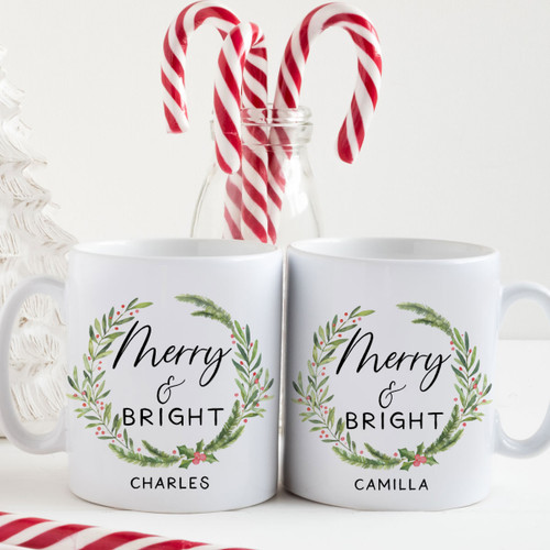Personalized Merry & Bright Christmas Mug
