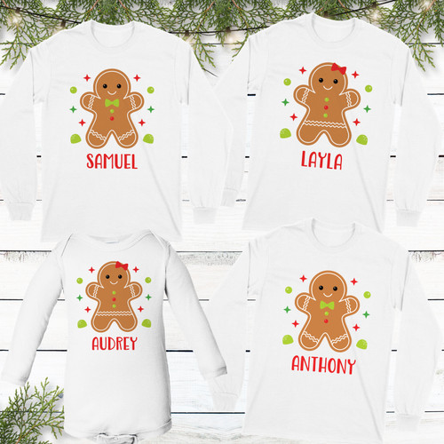 Personalized Gingerbread Kid Christmas Shirts