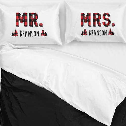 Personalized Perfectly Plaid Mr. & Mrs. Pillowcases