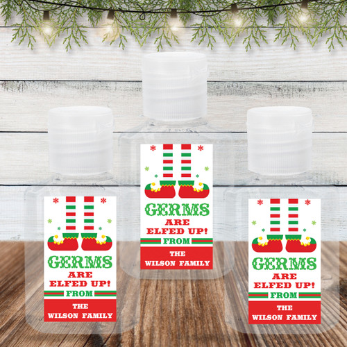 Germs are Elfed Up Custom Christmas Hand Sanitizer Labels