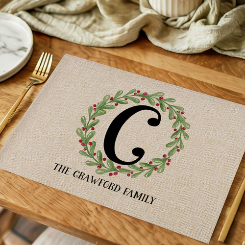 Watercolor Wreath Monogram Placemats
