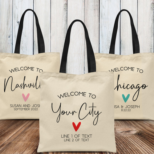 Destination Wedding Welcome Bags - Personalized Wedding Gift Bags for Hotel Room Welcome Gifts - Custom Wedding Welcome Tote Bags - Welcome to Our Wedding Totes - Bulk Unique Modern Wedding Favors