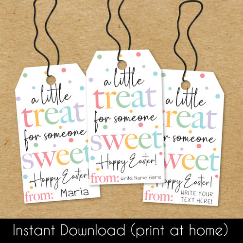 Modern Easter Printable Treat Tags - Instant Download Easter Candy Tags - Print at Home Easter Tags for Cookies, Candy, Peeps, Baked Goods, and Gifts - Pastel Treat for Someone Sweet Happy Easter Labels to Print