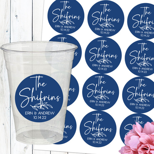 Custom Wedding Favor Labels - Waterproof Plastic Cup Stickers - Custom Printed Wedding Stickers - Personalized Waterproof Labels - Engagement Party Supplies - Modern Wedding Party Favor Stickers - Bulk Favor Labels for Anniversary Party