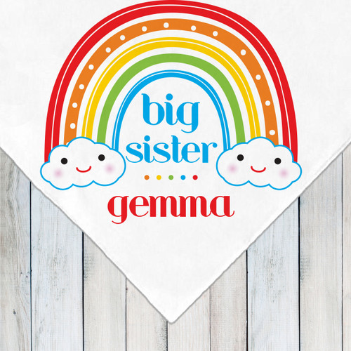 Personalized Big Sister Dog Bandana with Name - Rainbow Dog Bandana for Girl - Custom Dog Scarf Baby Announcement
