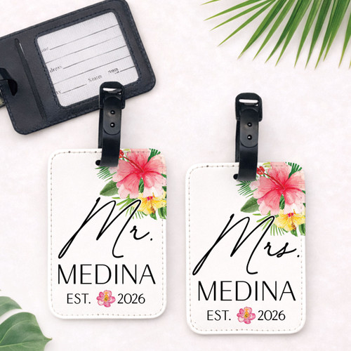 Tropical Floral Mr. and Mrs. Luggage Tags