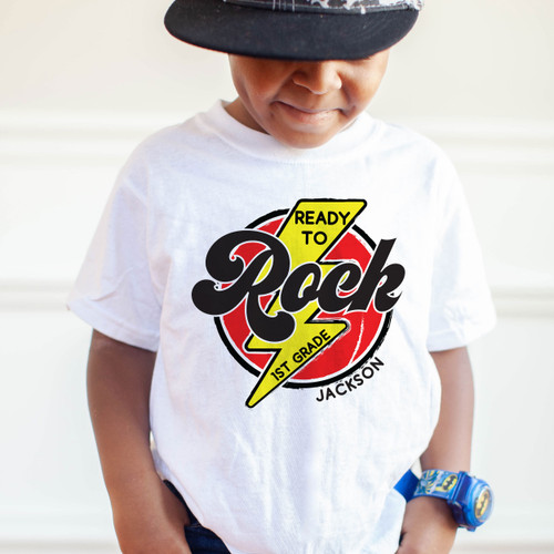 Personalized Back to School Shirt - Ready to Rock 1st Grade