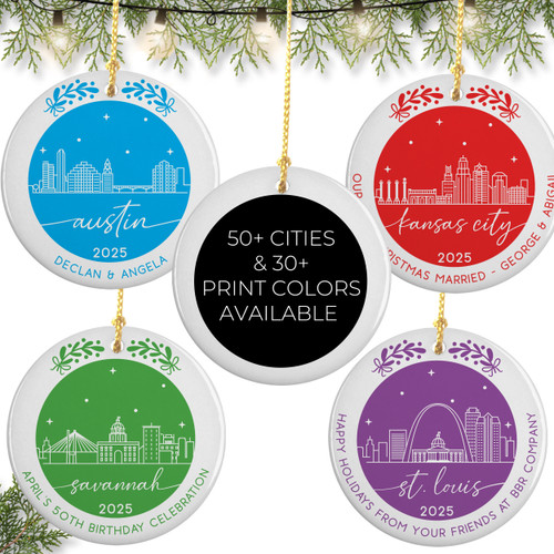Modern City Skyline Christmas Ornament