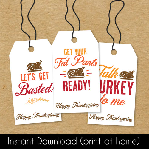 Printable Thanksgiving Tags - Thanksgiving Favor Tags - Instant Download Digital PDF File Hang Tags to Print at Home - Friendsgiving Tags for Napkins, Party Favors, Gifts