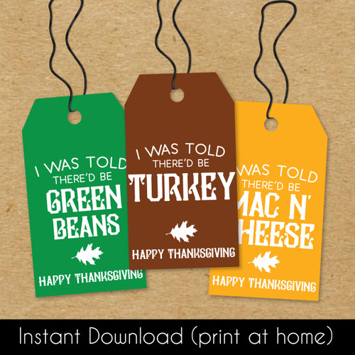 Funny Food Printable Thanksgiving Tags - Thanksgiving Favor Tags - Instant Download Digital PDF File Hang Tags to Print at Home - Friendsgiving Tags for Napkins, Party Favors, Gifts