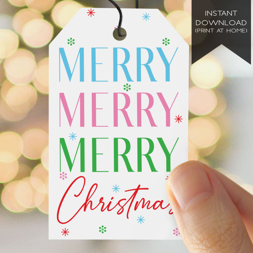Merry Merry Christmas Printable Gift Tags (Instant Download)