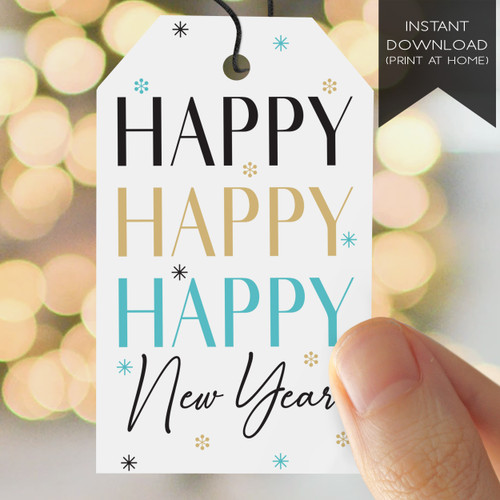 Printable New Years Eve Tags - Happy New Year Party Favor Tags -  NYE Printable Decorations - Hang Tags - Instant Download Digital File to Print at Home - Colorful New Years Eve Party Supplies