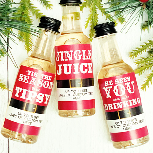 Tipsy Santa Mini Liquor Bottles + Labels