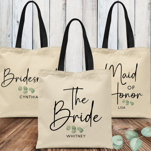 Eucalyptus Bridal Party Tote Bags