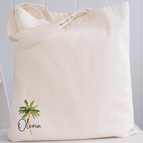 Palm Tree Name Tote Bags