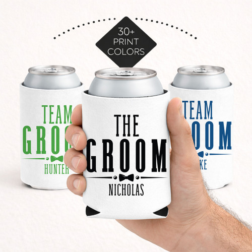 Suit Up Team Groom Can Coolers