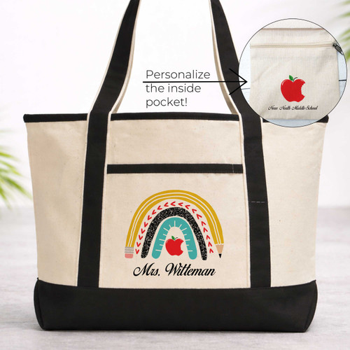 Mod Rainbow Teacher Beach Tote Bag