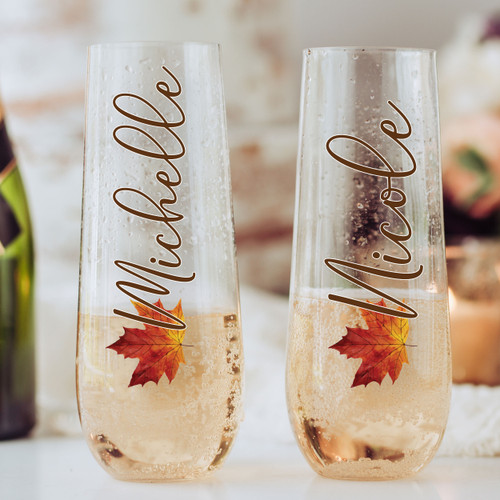 Fall Leaf Champagne Flute