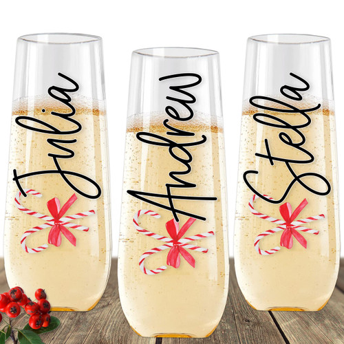 Candy Cane Champagne Flute