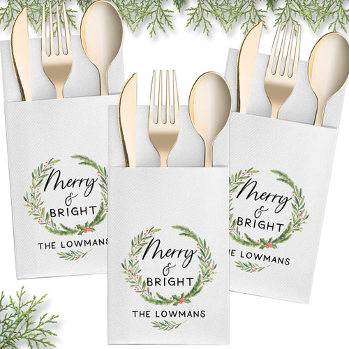 Merry and Bright Wreath Napkins