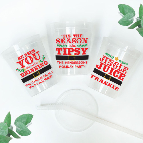 Tipsy Santa 16oz Clear Cups
