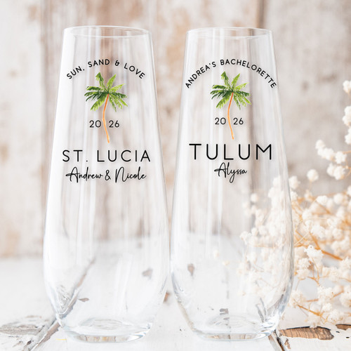 Palm Tree Destination Champagne Flute