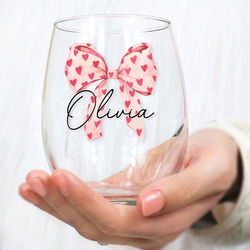 Heart Bow Wine Glass