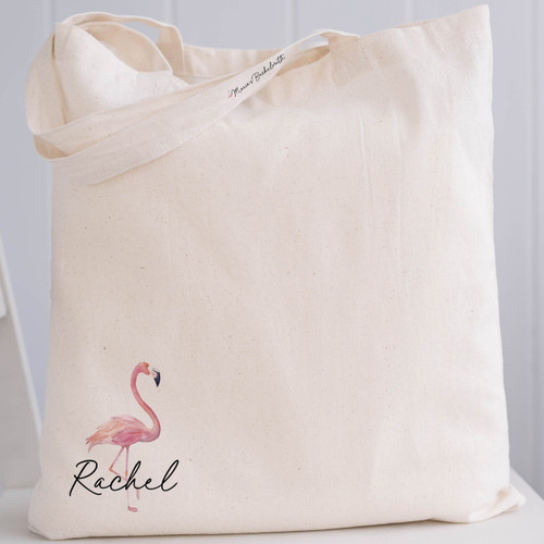 Flamingo Name Tote Bags