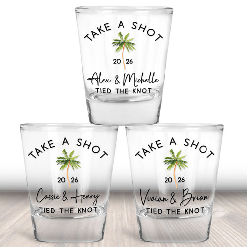Palm Tree Wedding Shot Glasses