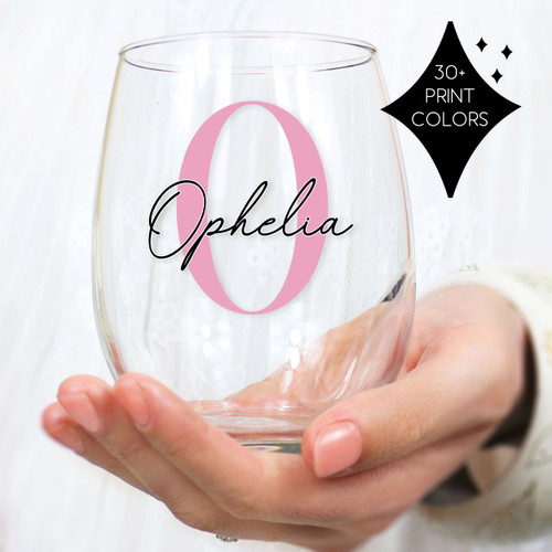 Monogrammed Wine Glass