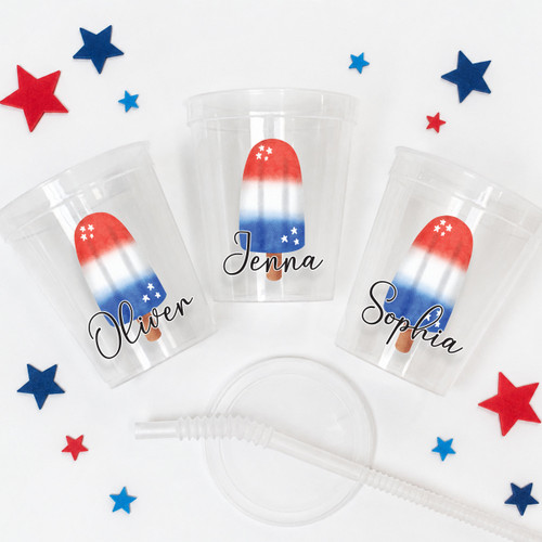 Patriotic Popsicle 16oz Clear Cups