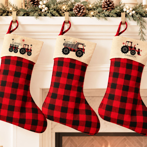 Plaid Trucks Christmas Stocking
