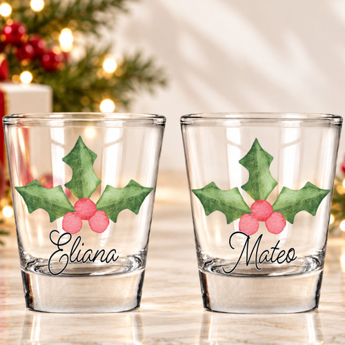 Holly Name Shot Glasses