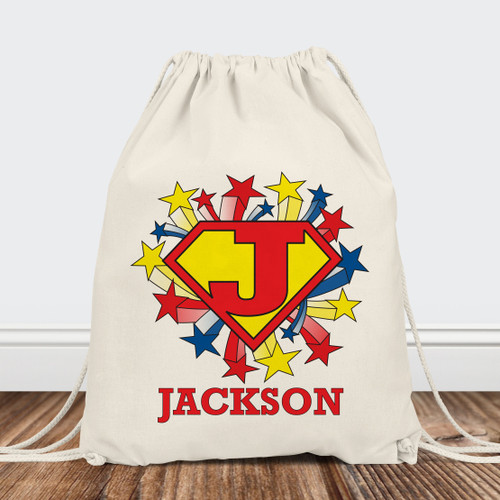 Personalized Drawstring Backpack: U-R-A Hero Red