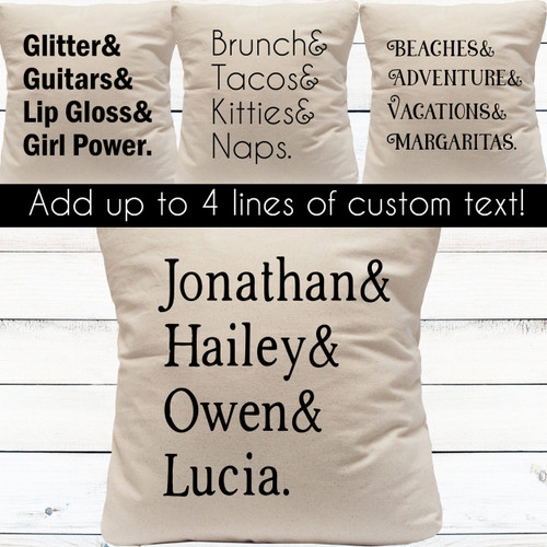 Design Your Own: Left Aligned List Custom Throw Pillow Cover